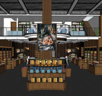 工业零售店SU模型下载