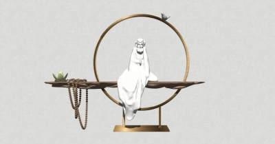 新中式佛意道象根雕SU模型下载