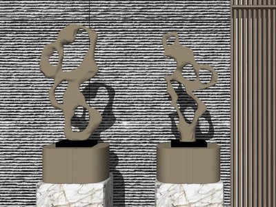 新中式雕塑组合SU模型下载