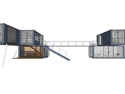 现代集装箱咖啡馆SU模型下载