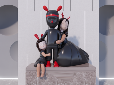 现代女孩人物雕塑SU模型下载