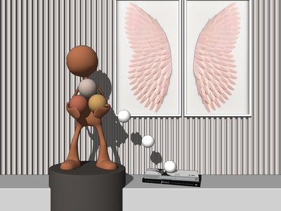 现代雕塑摆件SU模型下载