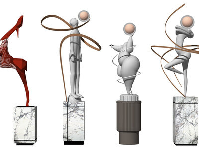 现代人物雕塑SU模型下载