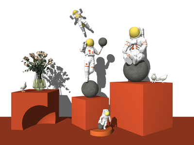 现代雕塑摆件SU模型下载