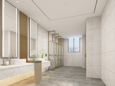 现代公共卫生间SU模型下载