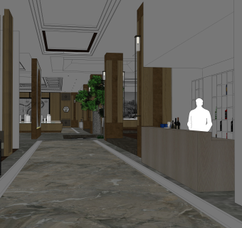 中式售楼部SU模型下载