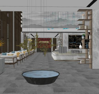 中式售楼部SU模型下载