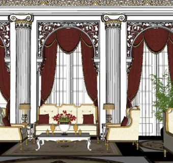 欧式售楼部SU模型下载