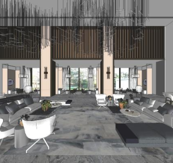 现代售楼中心SU模型下载