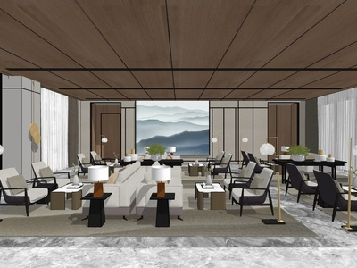 新中式风格售楼处SU模型下载