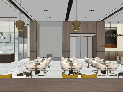 新中式风格售楼处SU模型下载