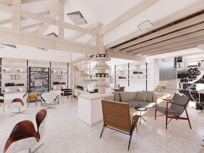 现代风格咖啡店SU模型下载