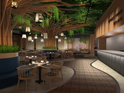 日式风格餐厅SU模型下载