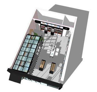 现代风格化妆品店化妆品柜台设计SU模型下载