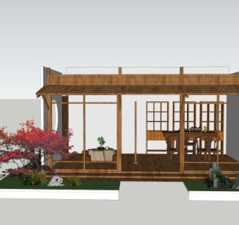 中式草席家具展厅SU模型下载