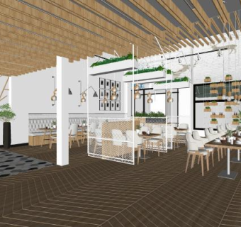 北欧风格咖啡厅SU模型下载