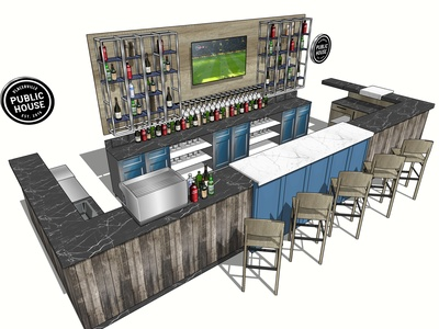 北欧风格咖啡厅SU模型下载
