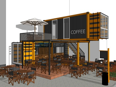 北欧风格咖啡厅SU模型下载