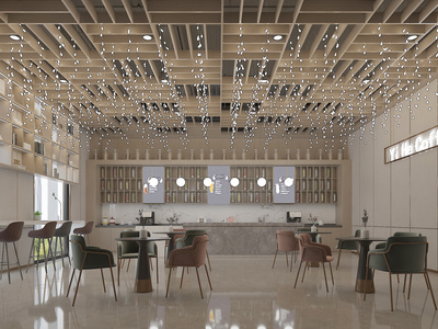 现代咖啡厅SU模型下载