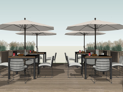 现代咖啡厅SU模型下载