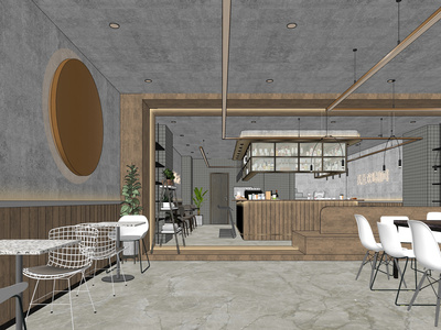 现代咖啡厅SU模型下载