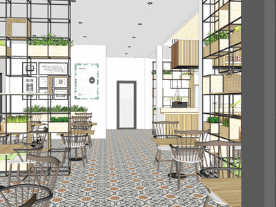 现代风格咖啡馆SU模型下载