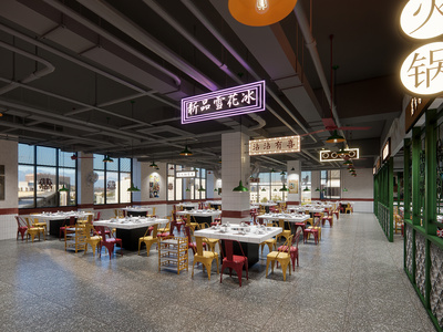 工业火锅店SU模型下载