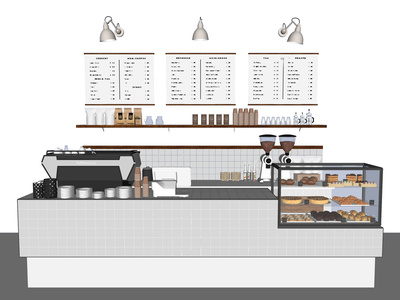 现代咖啡厅收银台SU模型下载