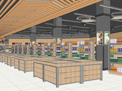 现代超市SU模型下载