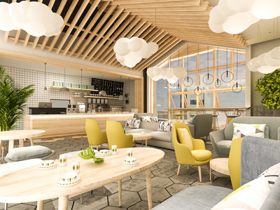 现代风咖啡店SU模型下载