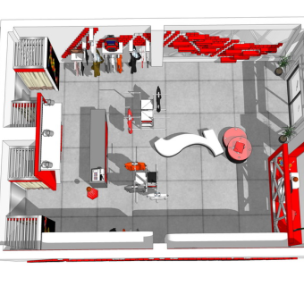 现代李宁服装展厅SU模型SU模型下载