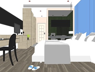 现代酒店客房室内设计SU模型SU模型下载