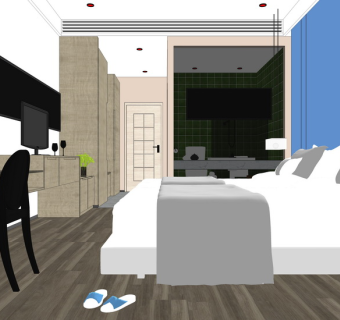 现代酒店客房室内设计SU模型SU模型下载