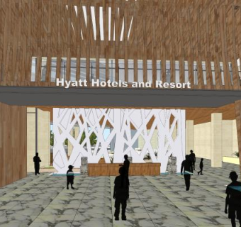 现代风格酒店大堂SU模型下载