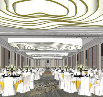 五星级酒店宴会厅SU模型下载