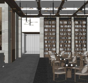 现代酒店大堂SU模型下载