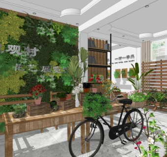 现代风格创意花店SU模型下载