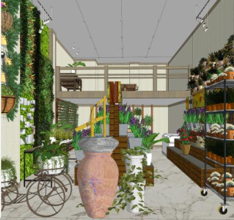 现代花店SU模型下载