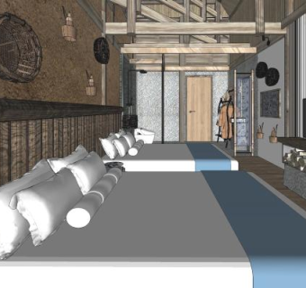 现代风格酒店客房SU模型下载