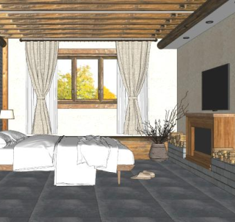 现代风格酒店客房SU模型下载