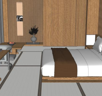 现代风格酒店客房SU模型下载