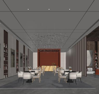 现代风格酒店餐饮SU模型下载