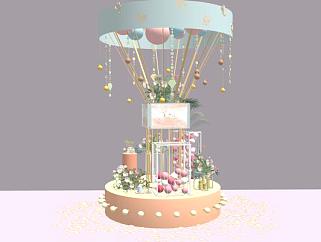 现代风格橱窗花艺婚礼气球SU模型下载