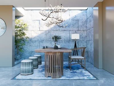 新中式风格茶馆SU模型下载