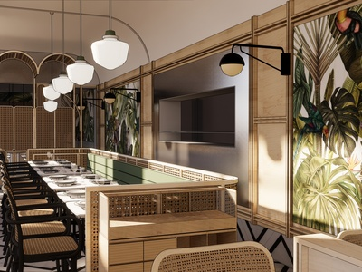 北欧风格餐厅SU模型下载