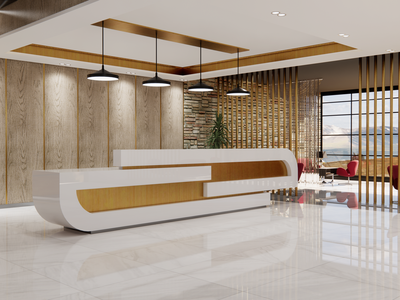 现代风格酒店接待区SU模型下载