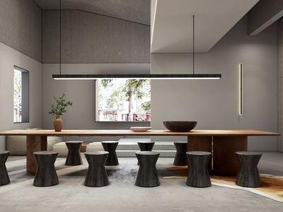 现代茶馆SU模型下载