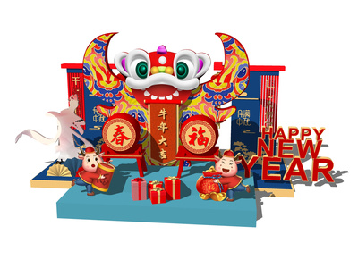 新中式春节美陈SU模型下载