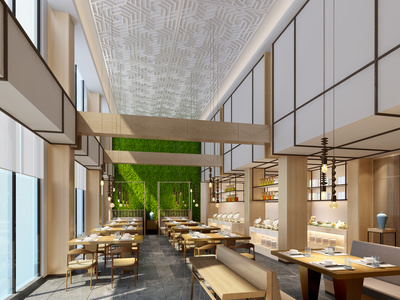 现代酒店餐厅SU模型下载