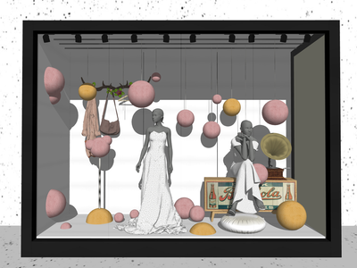 现代橱窗SU模型下载